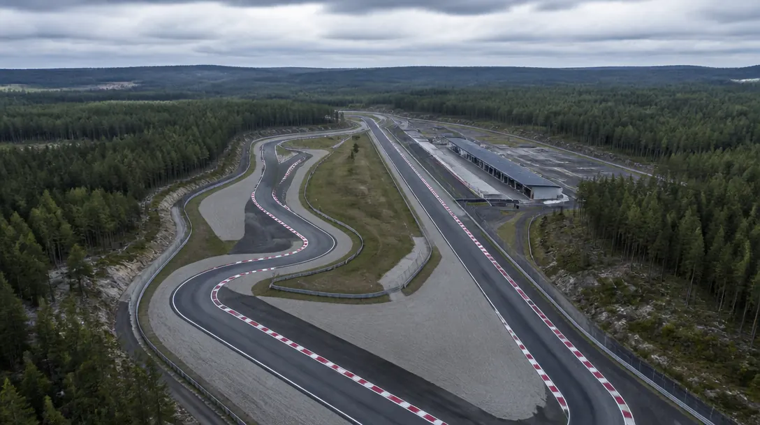 Tom racerbana med start- och mållinje sedd ovanifrån